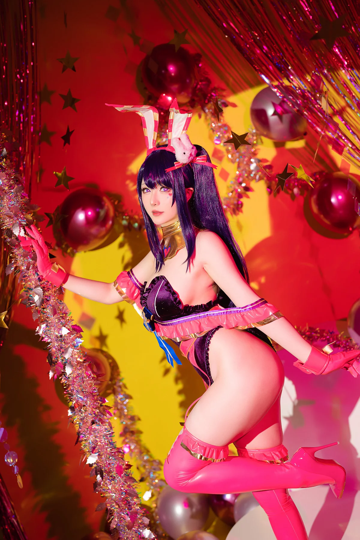 Coser小姐姐星之迟迟星野爱同人主题兔女郎装扮性感高叉连体衣秀美腿诱惑写真119P