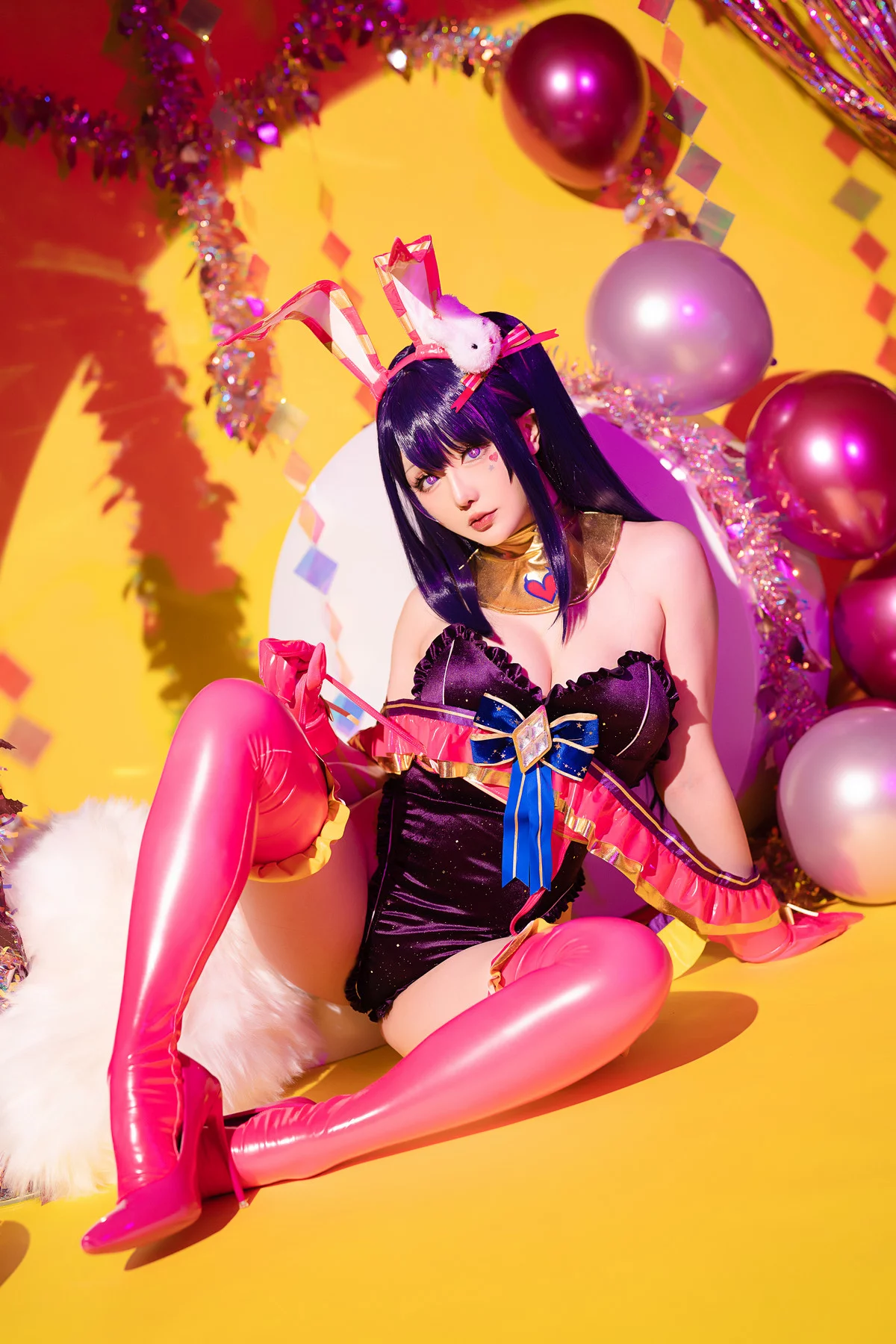 Coser小姐姐星之迟迟星野爱同人主题兔女郎装扮性感高叉连体衣秀美腿诱惑写真119P