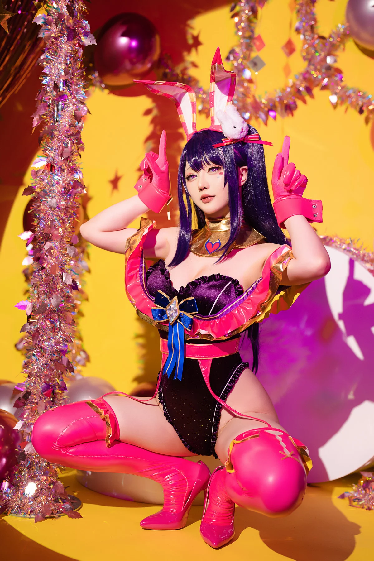 Coser小姐姐星之迟迟星野爱同人主题兔女郎装扮性感高叉连体衣秀美腿诱惑写真119P