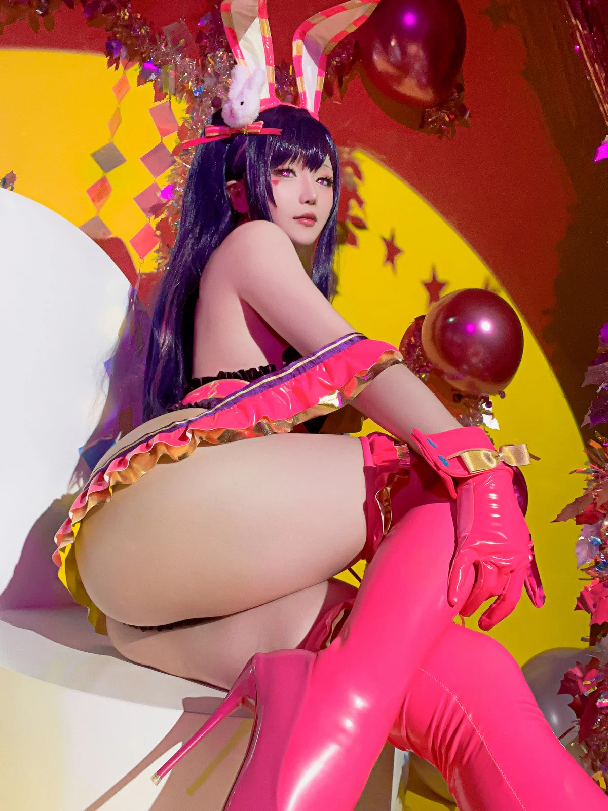 Coser小姐姐星之迟迟星野爱同人主题兔女郎装扮性感高叉连体衣秀美腿诱惑写真119P