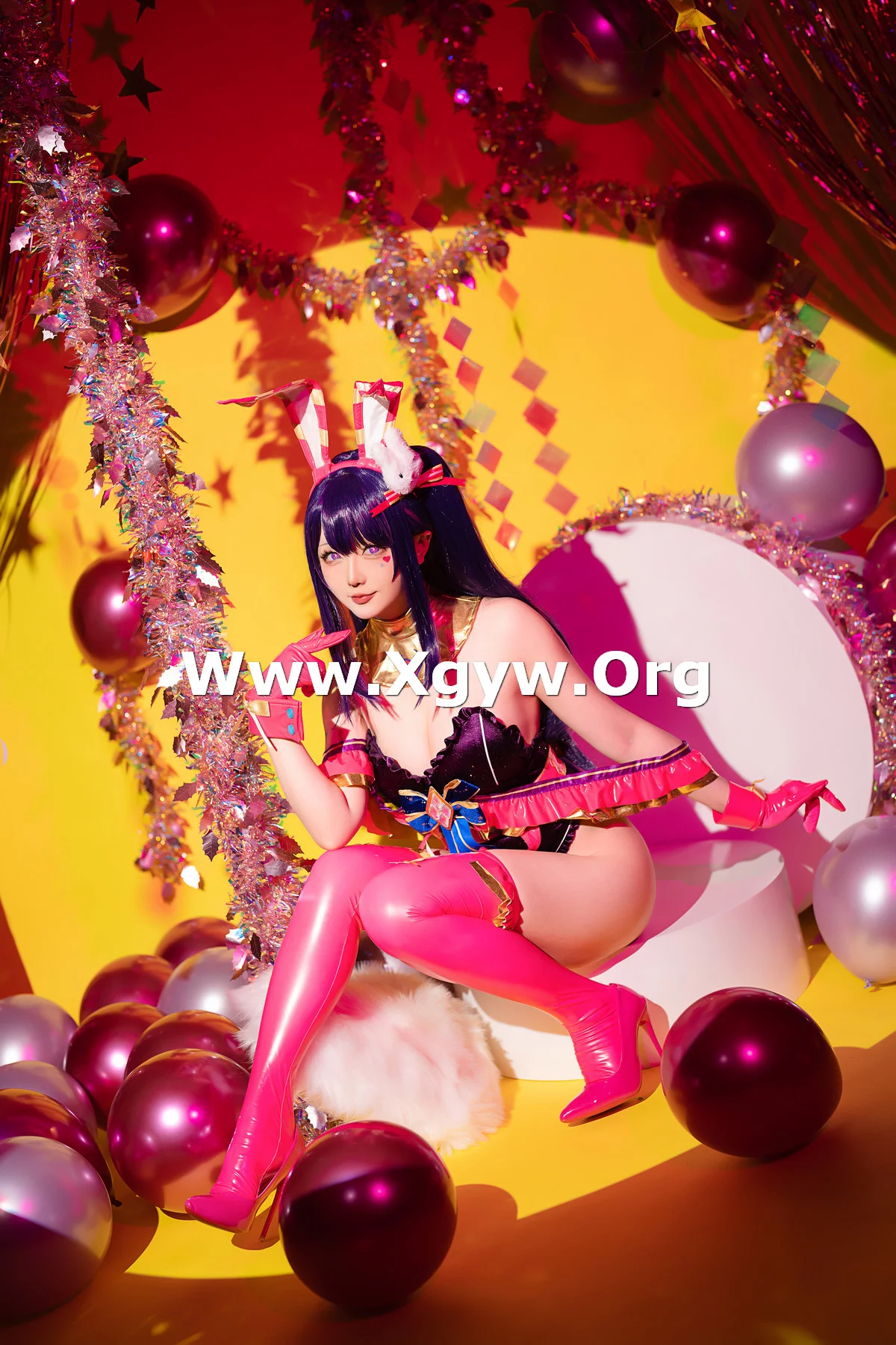 Coser小姐姐星之迟迟星野爱同人主题兔女郎装扮性感高叉连体衣秀美腿诱惑写真119P