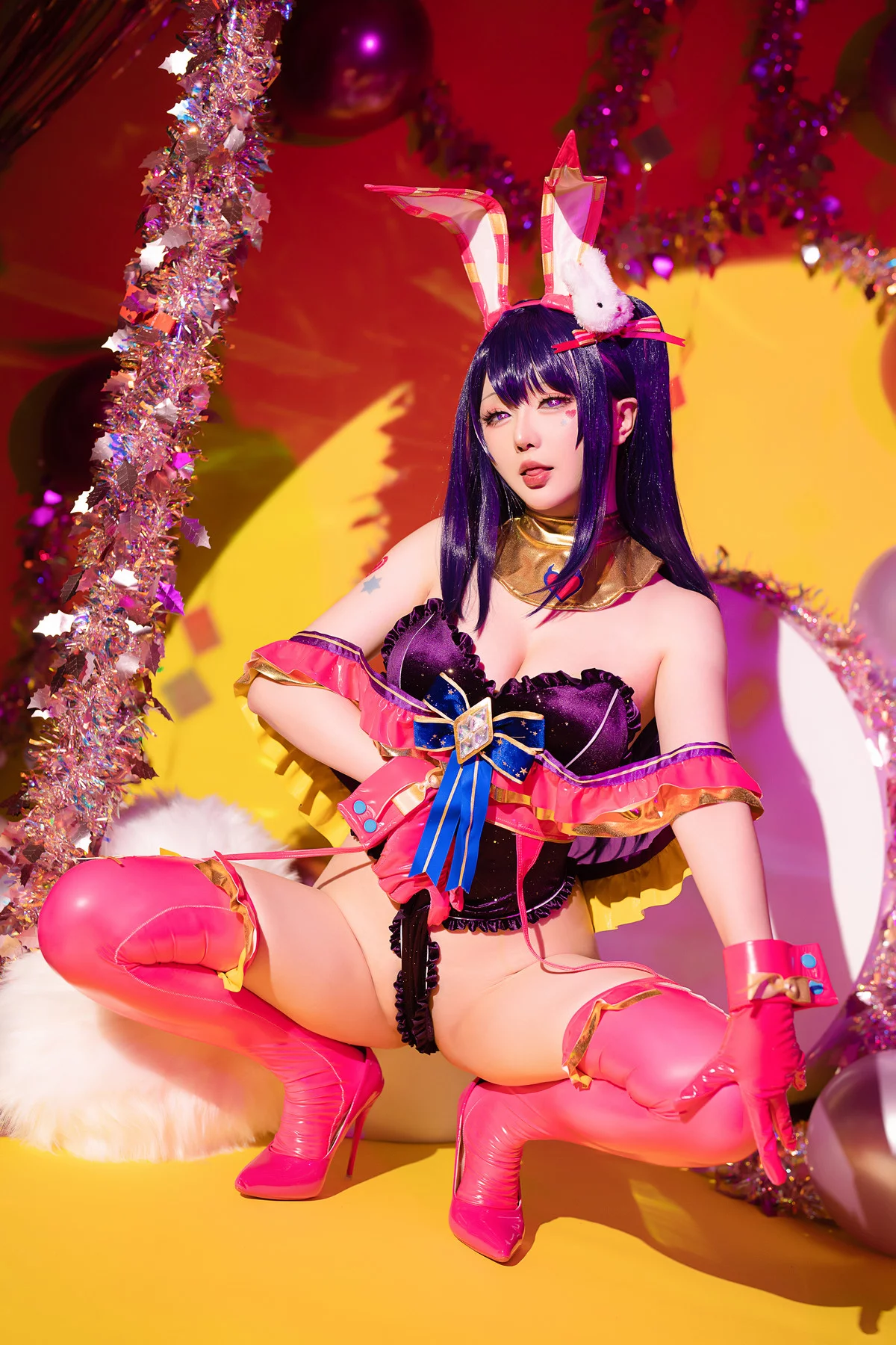 Coser小姐姐星之迟迟星野爱同人主题兔女郎装扮性感高叉连体衣秀美腿诱惑写真119P