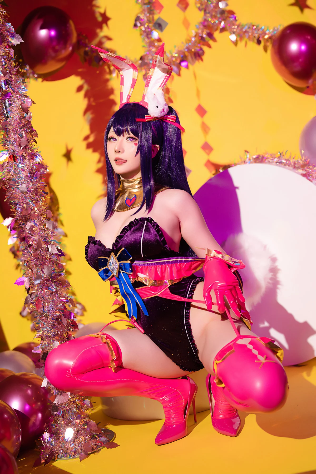 Coser小姐姐星之迟迟星野爱同人主题兔女郎装扮性感高叉连体衣秀美腿诱惑写真119P