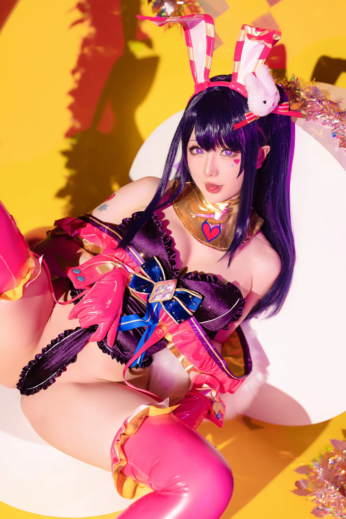 Coser小姐姐星之迟迟星野爱同人主题兔女郎装扮性感高叉连体衣秀美腿诱惑写真119P