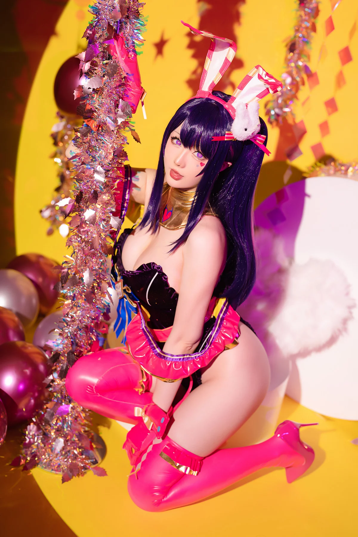 Coser小姐姐星之迟迟星野爱同人主题兔女郎装扮性感高叉连体衣秀美腿诱惑写真119P
