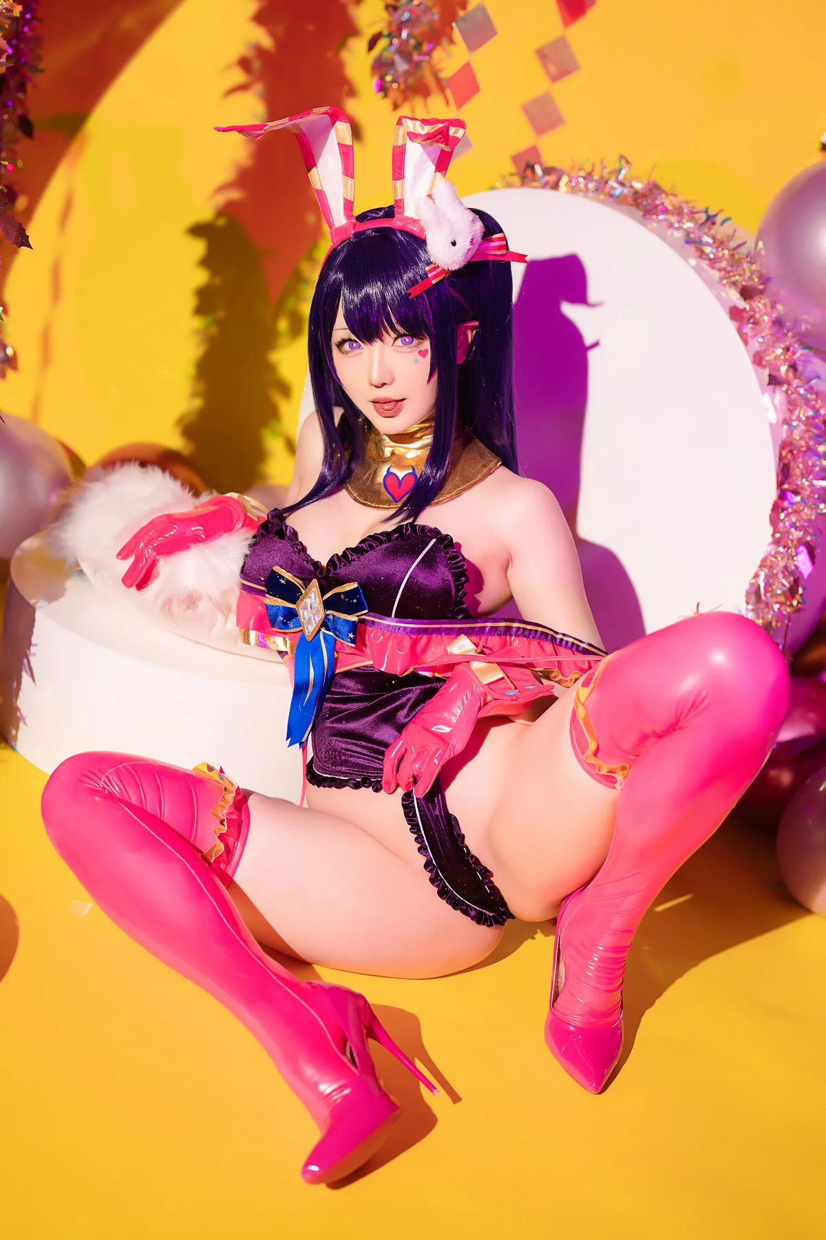 Coser小姐姐星之迟迟星野爱同人主题兔女郎装扮性感高叉连体衣秀美腿诱惑写真119P
