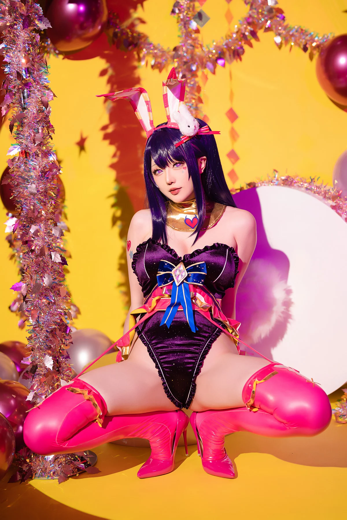 Coser小姐姐星之迟迟星野爱同人主题兔女郎装扮性感高叉连体衣秀美腿诱惑写真119P