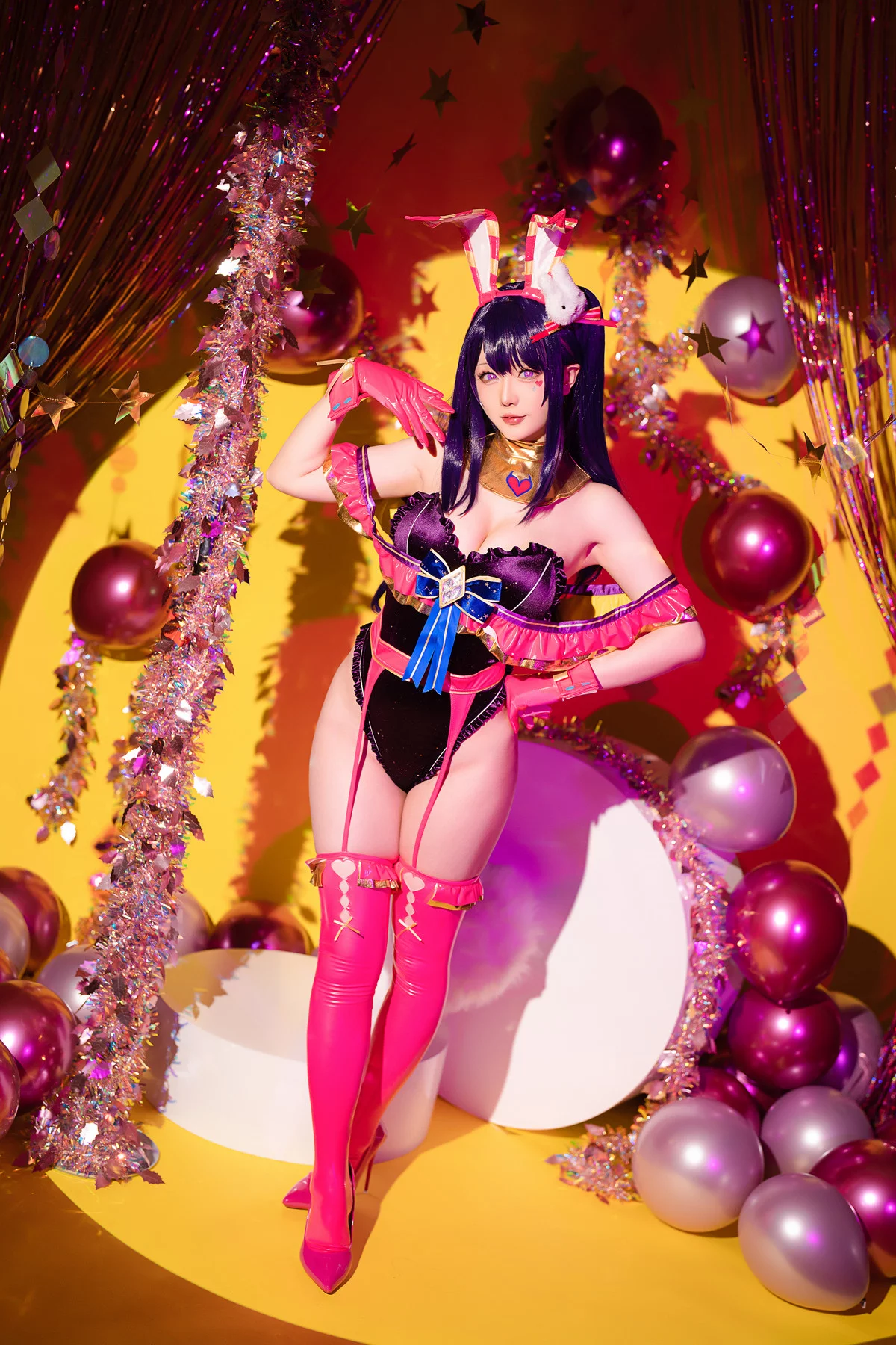 Coser小姐姐星之迟迟星野爱同人主题兔女郎装扮性感高叉连体衣秀美腿诱惑写真119P