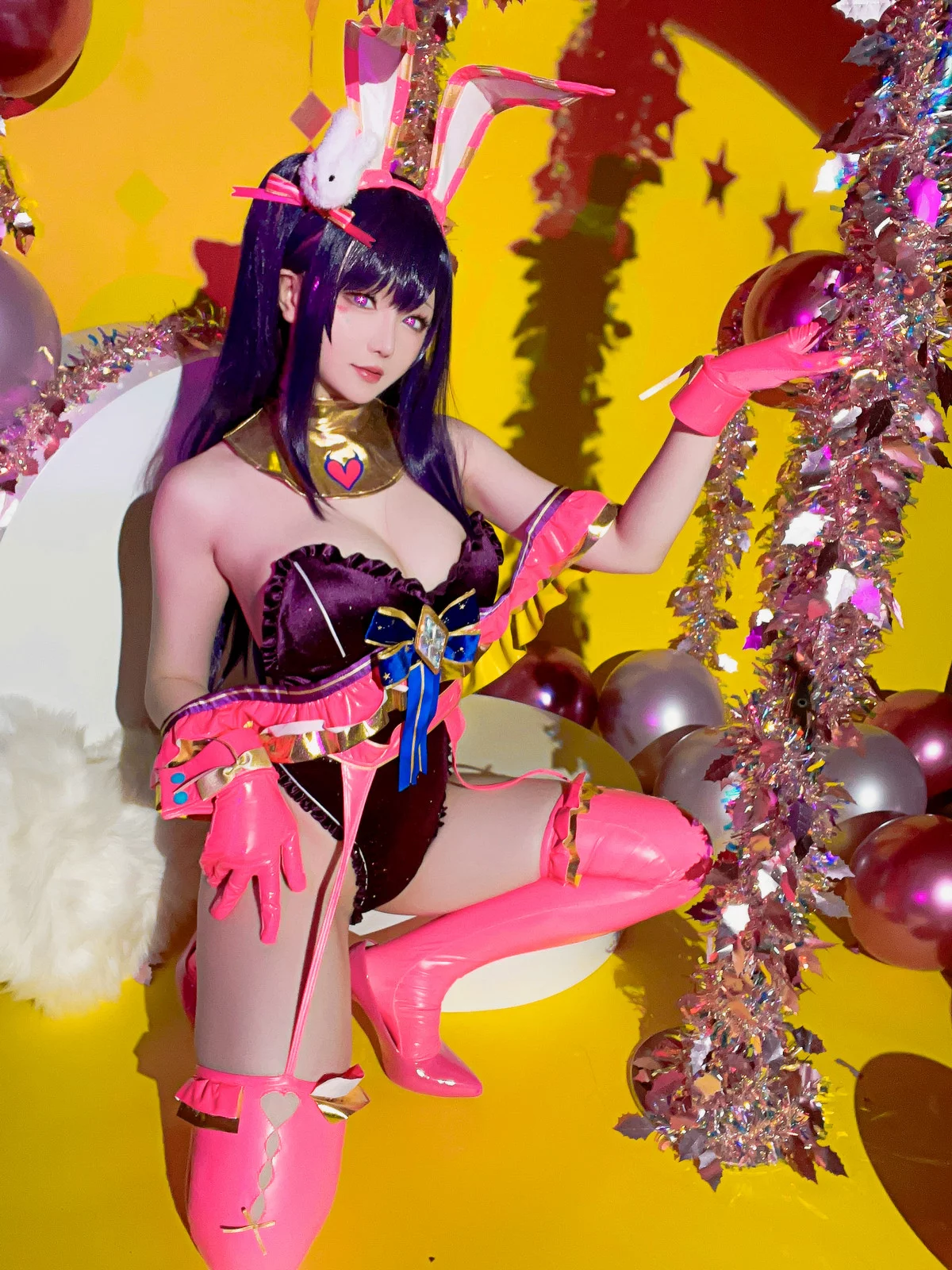 Coser小姐姐星之迟迟星野爱同人主题兔女郎装扮性感高叉连体衣秀美腿诱惑写真119P