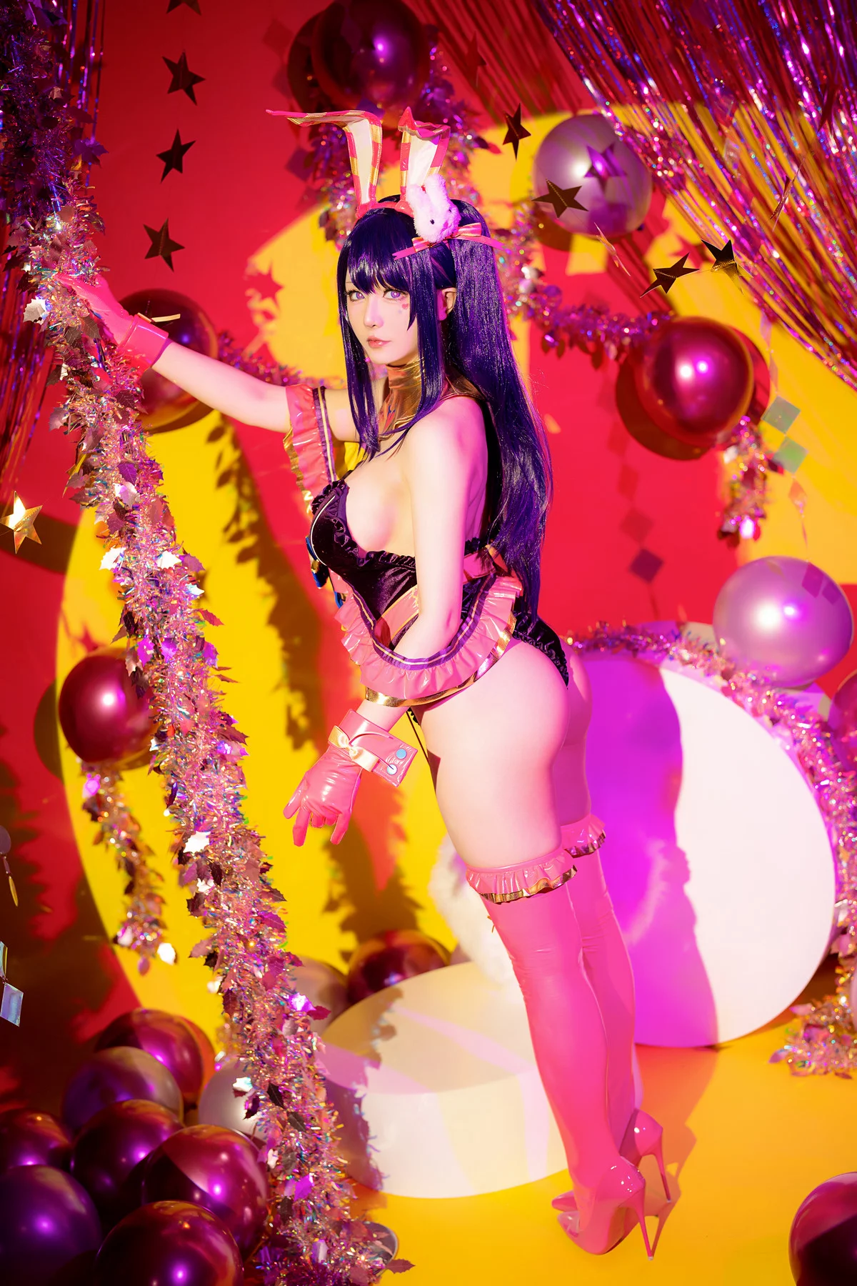 Coser小姐姐星之迟迟星野爱同人主题兔女郎装扮性感高叉连体衣秀美腿诱惑写真119P