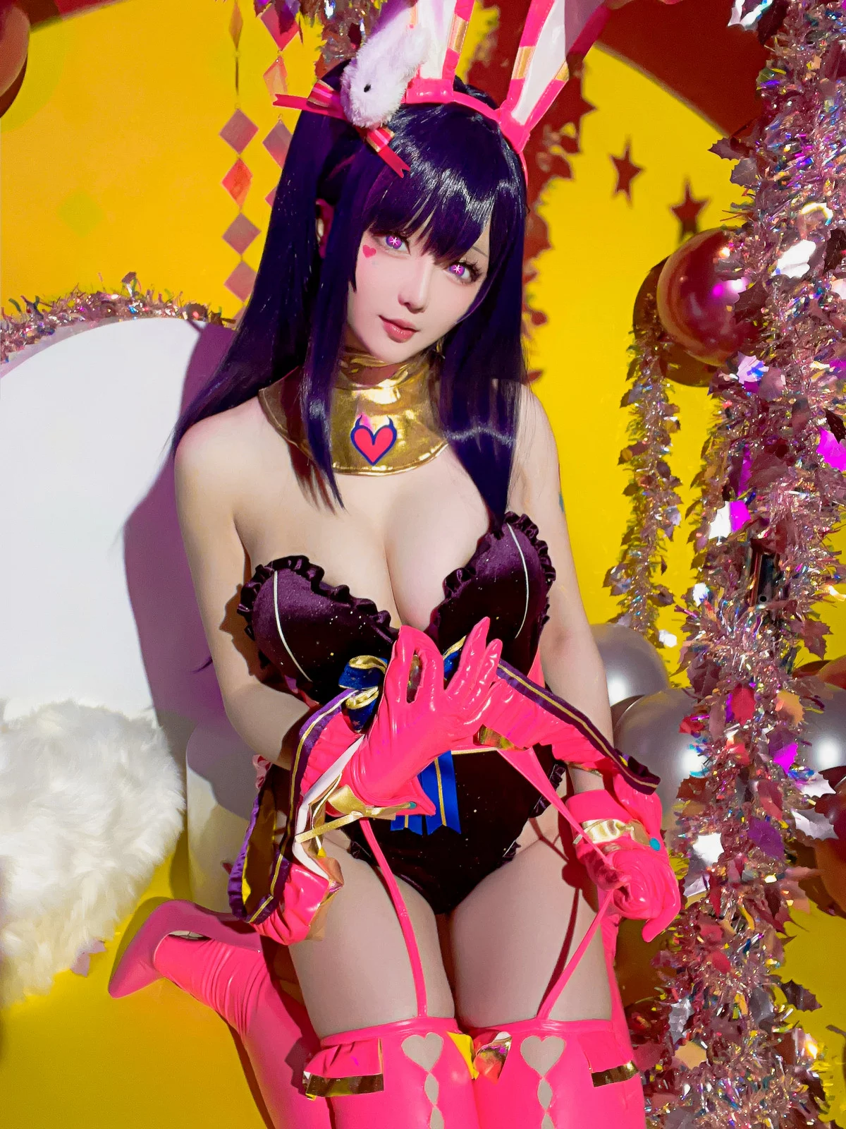 Coser小姐姐星之迟迟星野爱同人主题兔女郎装扮性感高叉连体衣秀美腿诱惑写真119P