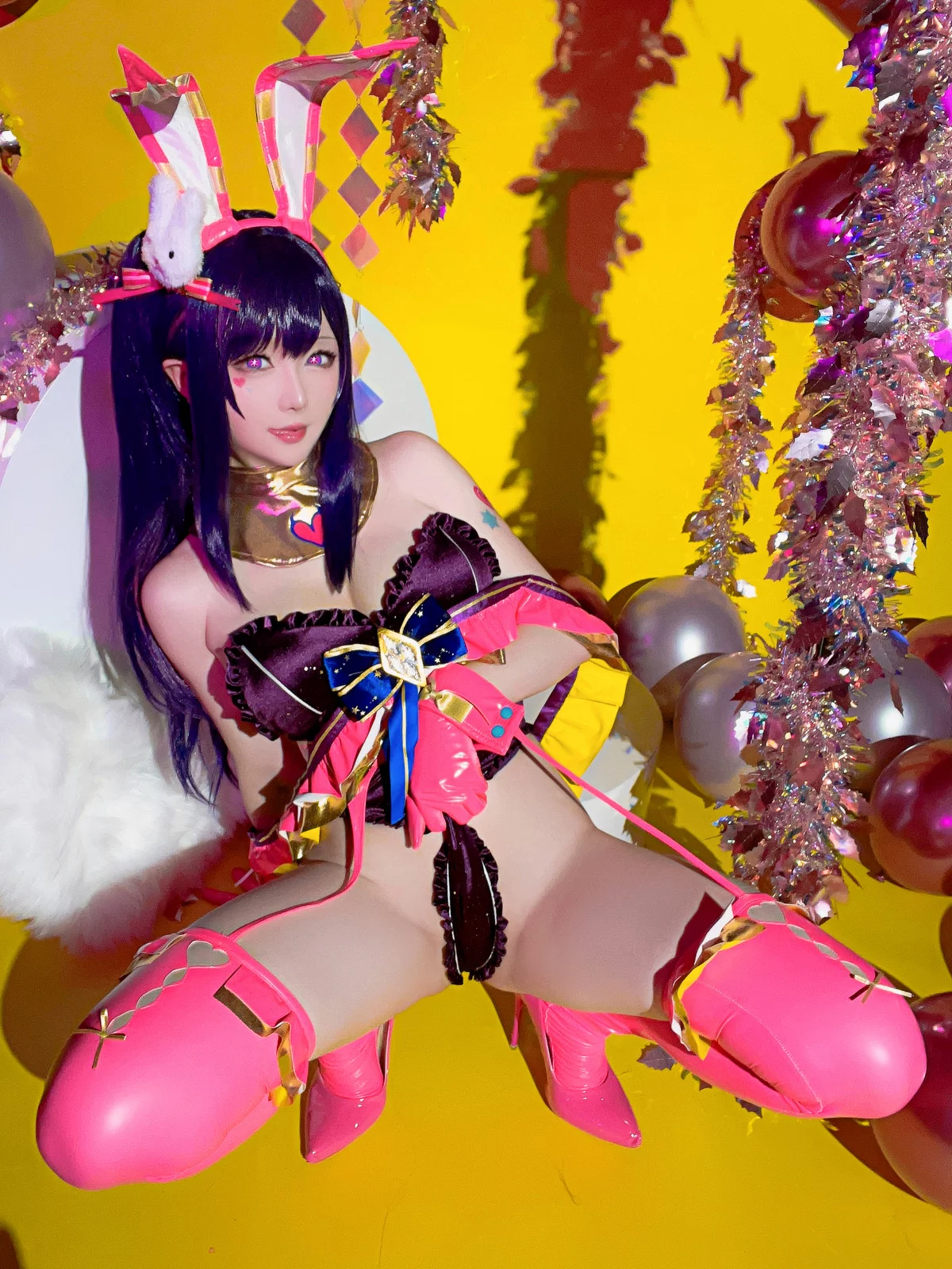Coser小姐姐星之迟迟星野爱同人主题兔女郎装扮性感高叉连体衣秀美腿诱惑写真119P