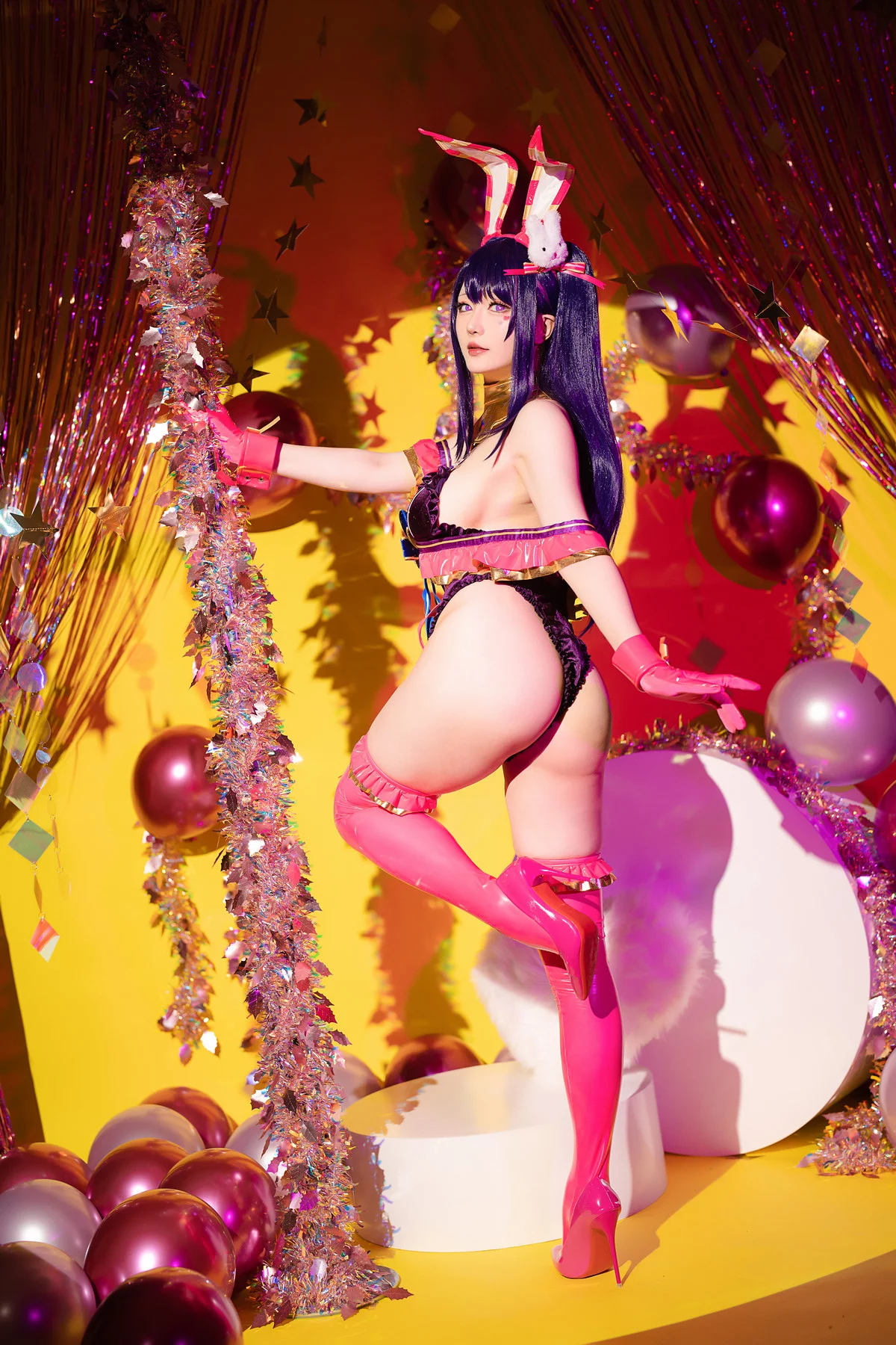 Coser小姐姐星之迟迟星野爱同人主题兔女郎装扮性感高叉连体衣秀美腿诱惑写真119P