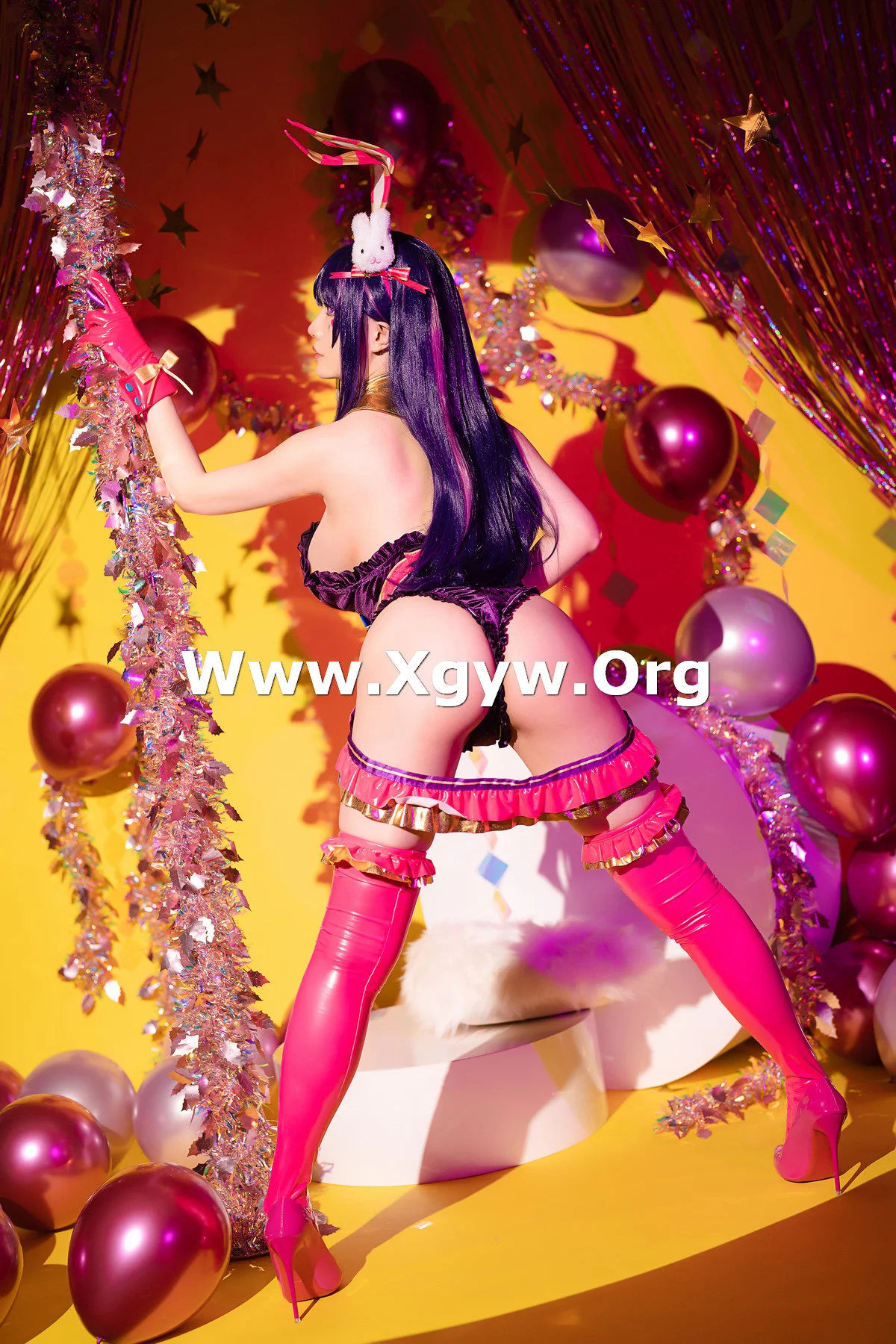 Coser小姐姐星之迟迟星野爱同人主题兔女郎装扮性感高叉连体衣秀美腿诱惑写真119P