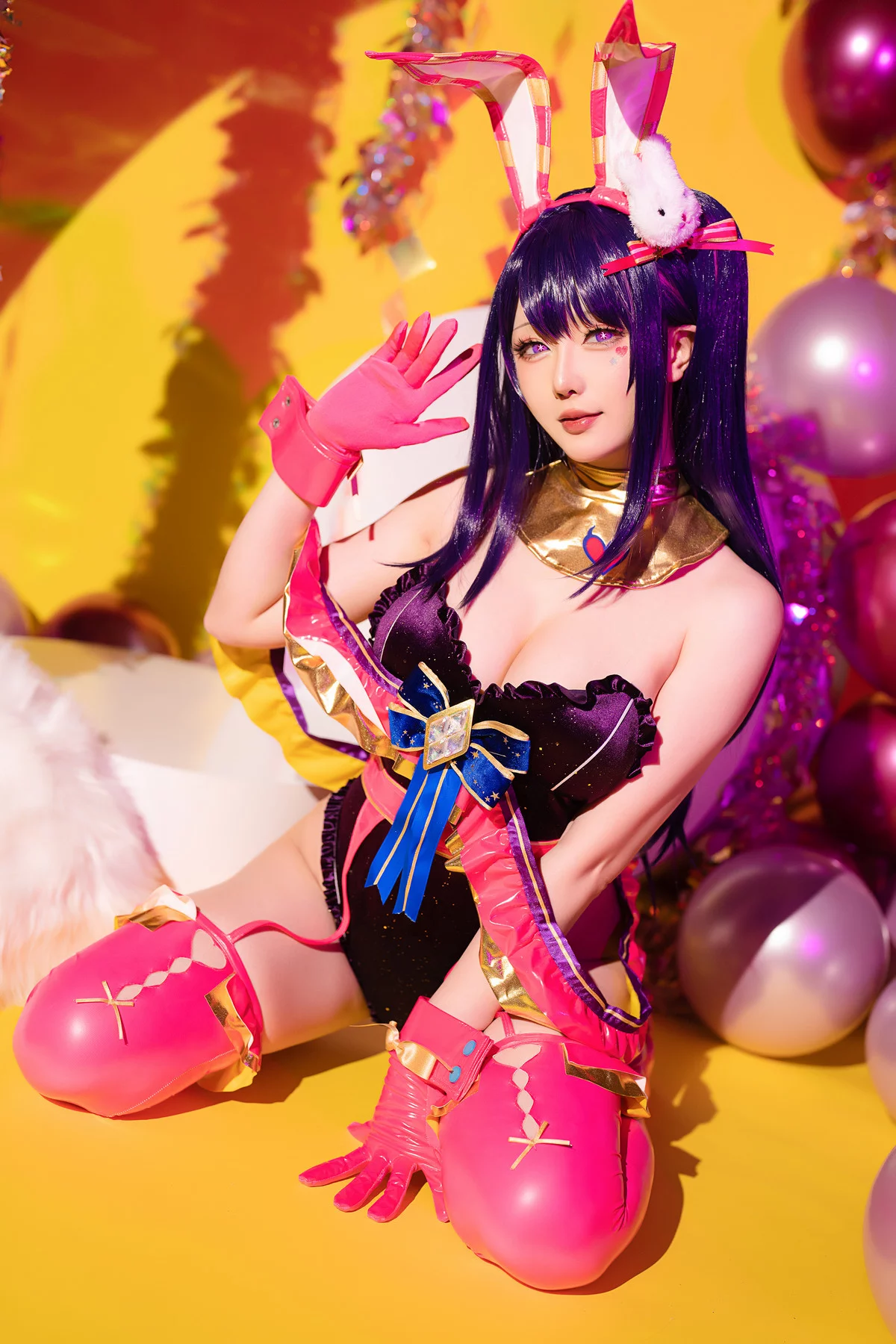 Coser小姐姐星之迟迟星野爱同人主题兔女郎装扮性感高叉连体衣秀美腿诱惑写真119P