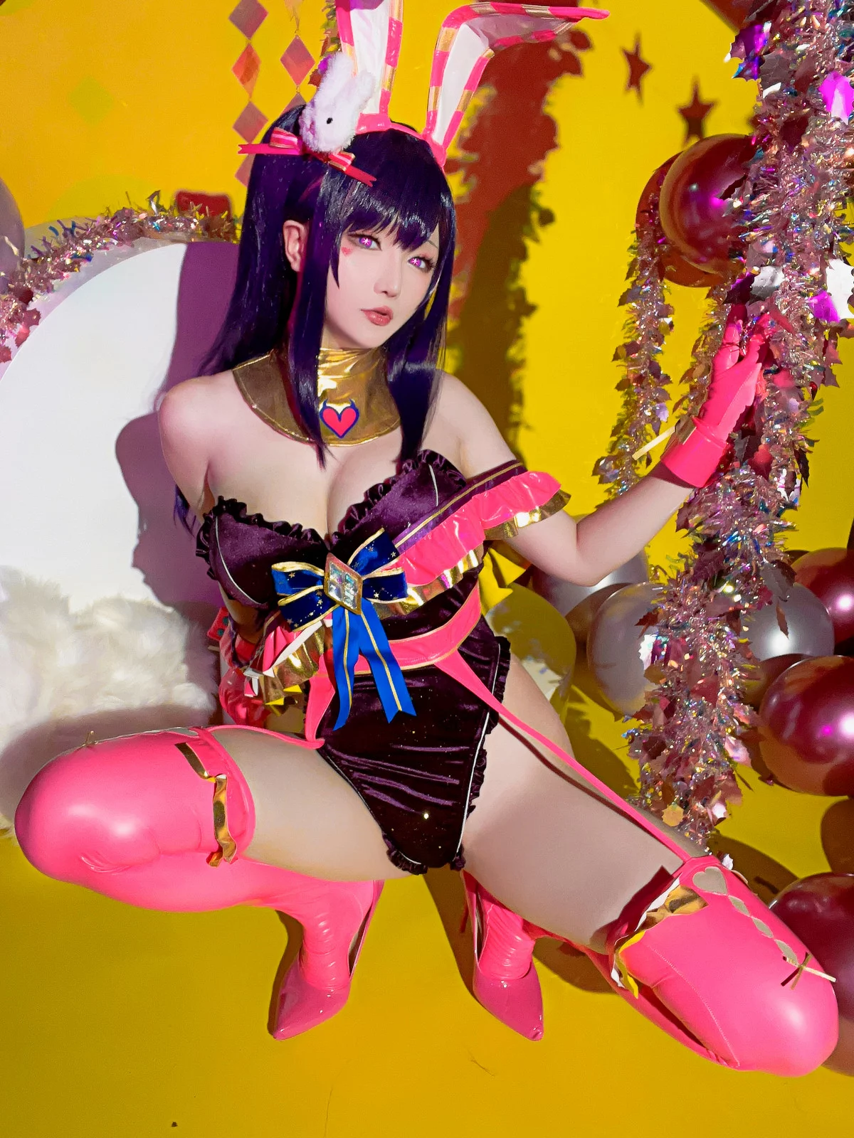 Coser小姐姐星之迟迟星野爱同人主题兔女郎装扮性感高叉连体衣秀美腿诱惑写真119P
