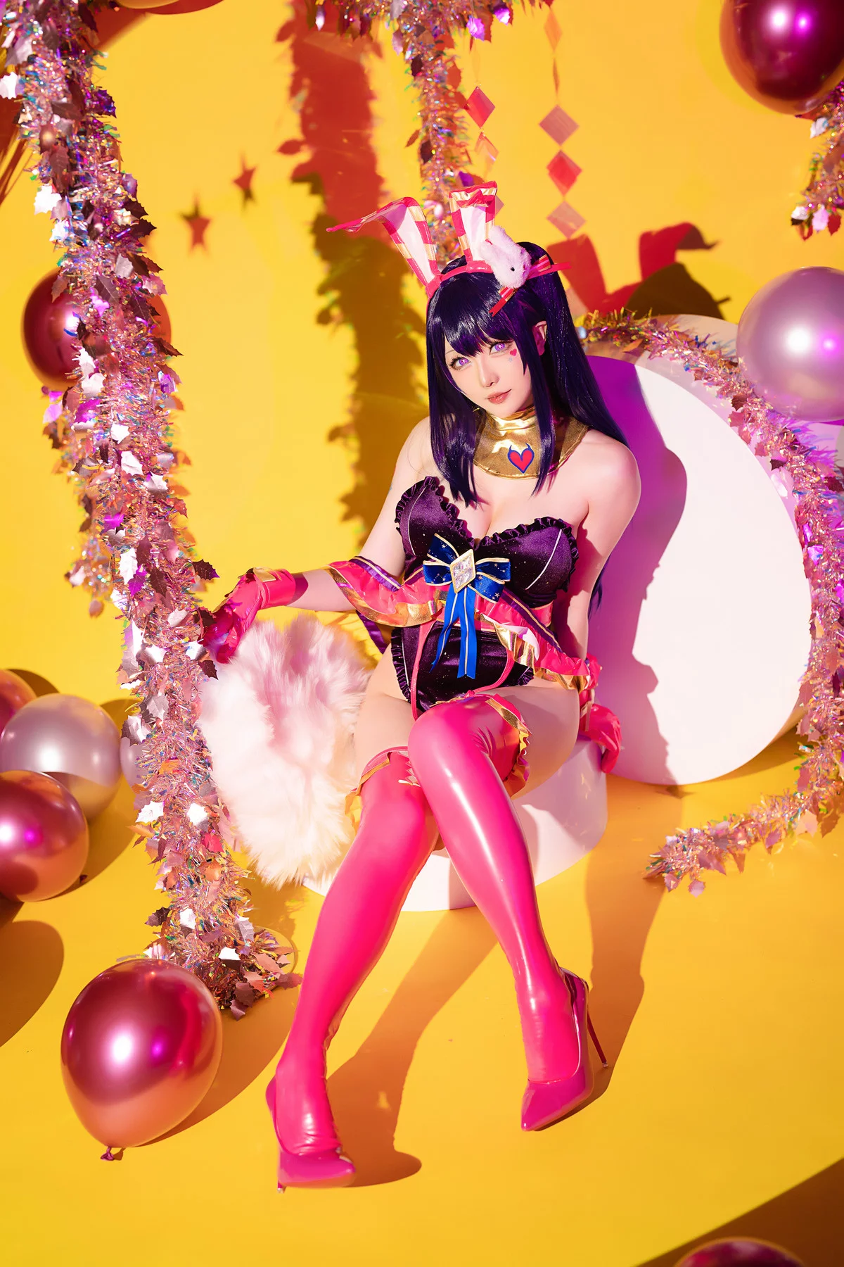 Coser小姐姐星之迟迟星野爱同人主题兔女郎装扮性感高叉连体衣秀美腿诱惑写真119P