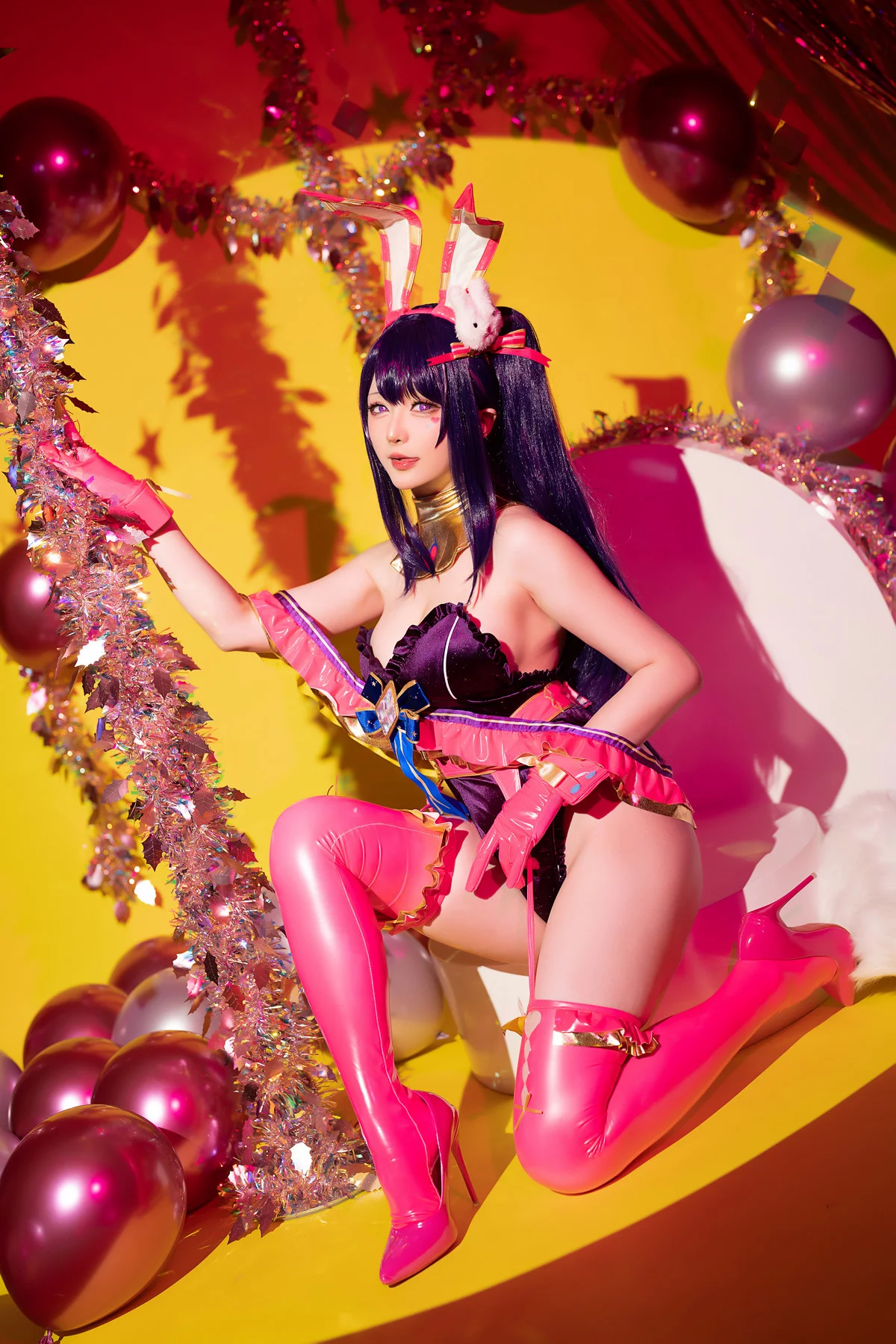 Coser小姐姐星之迟迟星野爱同人主题兔女郎装扮性感高叉连体衣秀美腿诱惑写真119P