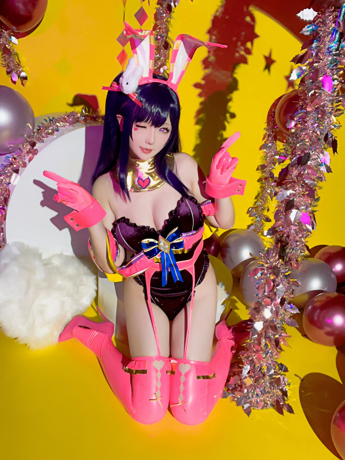 Coser小姐姐星之迟迟星野爱同人主题兔女郎装扮性感高叉连体衣秀美腿诱惑写真119P