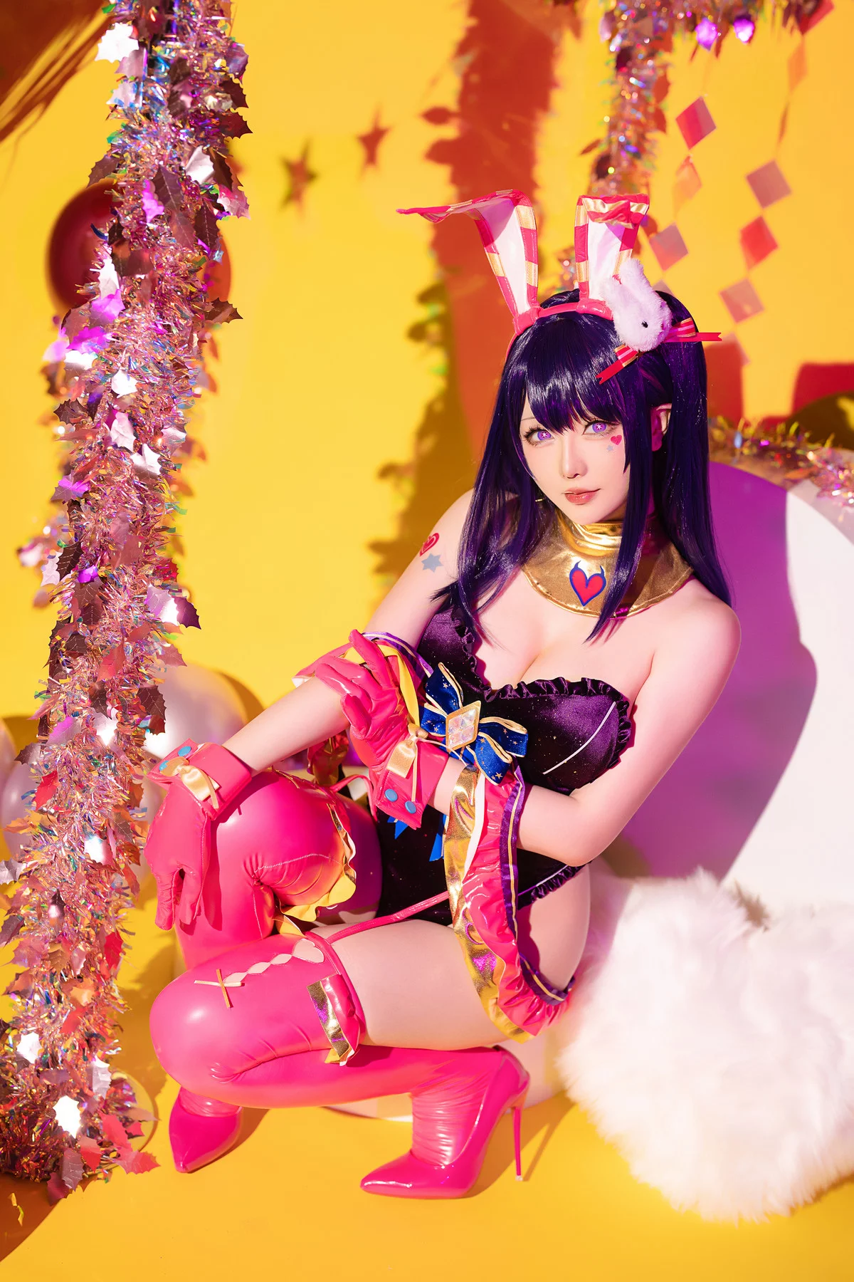 Coser小姐姐星之迟迟星野爱同人主题兔女郎装扮性感高叉连体衣秀美腿诱惑写真119P