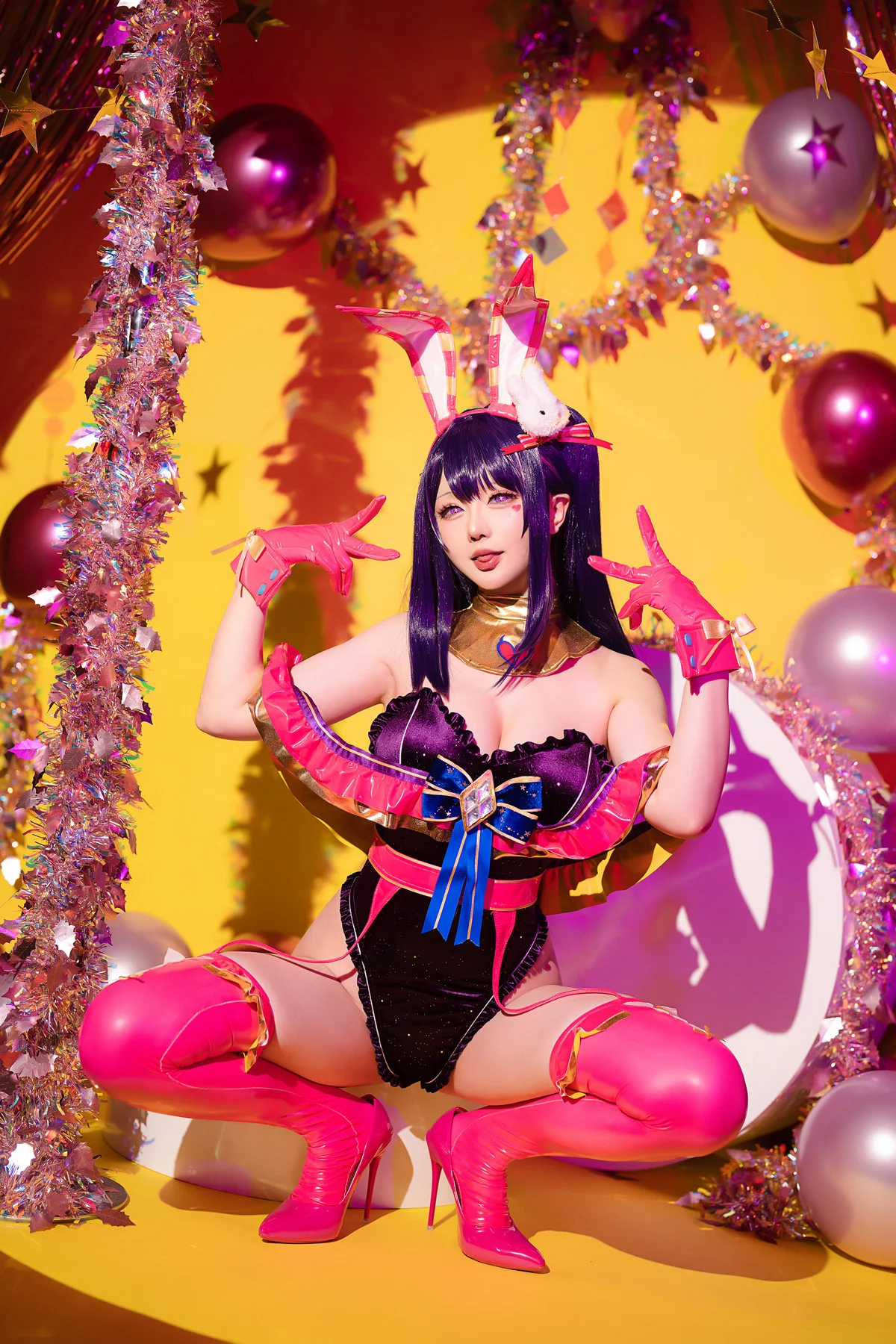 Coser小姐姐星之迟迟星野爱同人主题兔女郎装扮性感高叉连体衣秀美腿诱惑写真119P