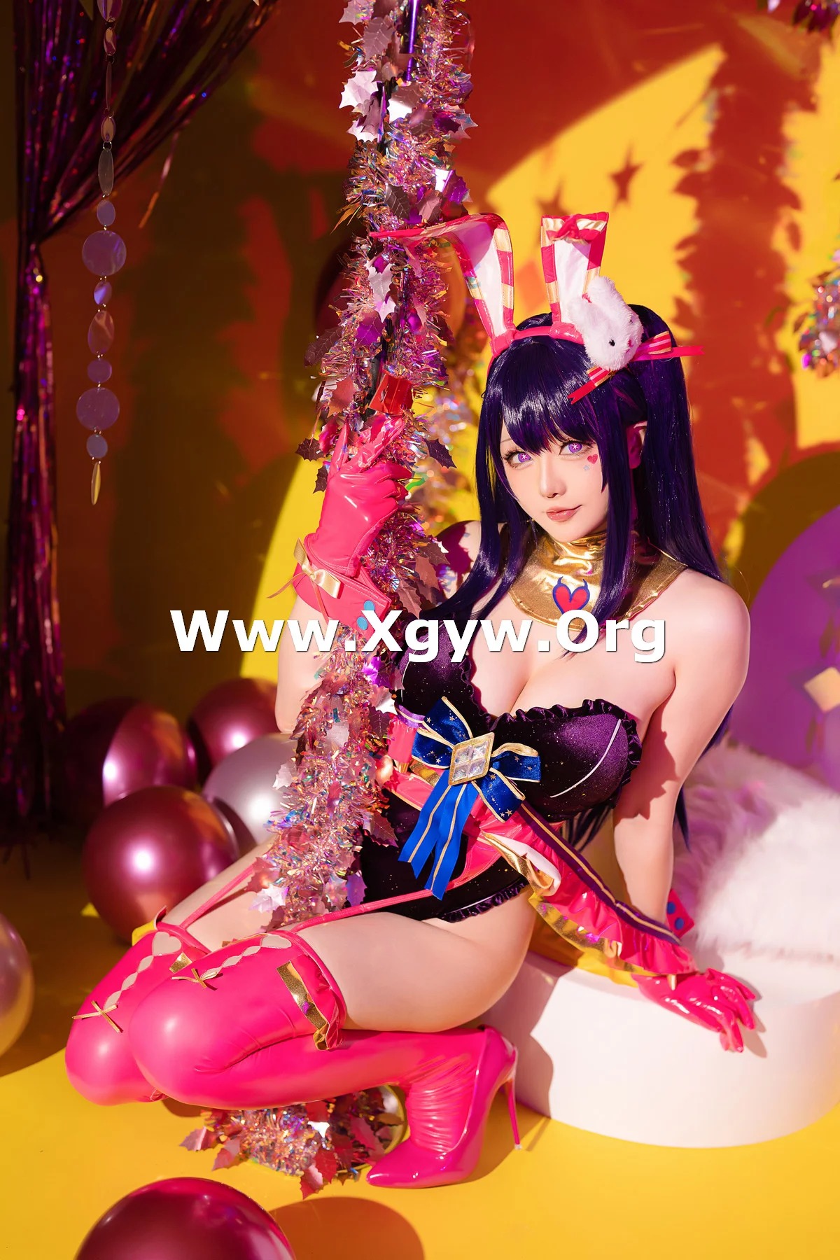 Coser小姐姐星之迟迟星野爱同人主题兔女郎装扮性感高叉连体衣秀美腿诱惑写真119P