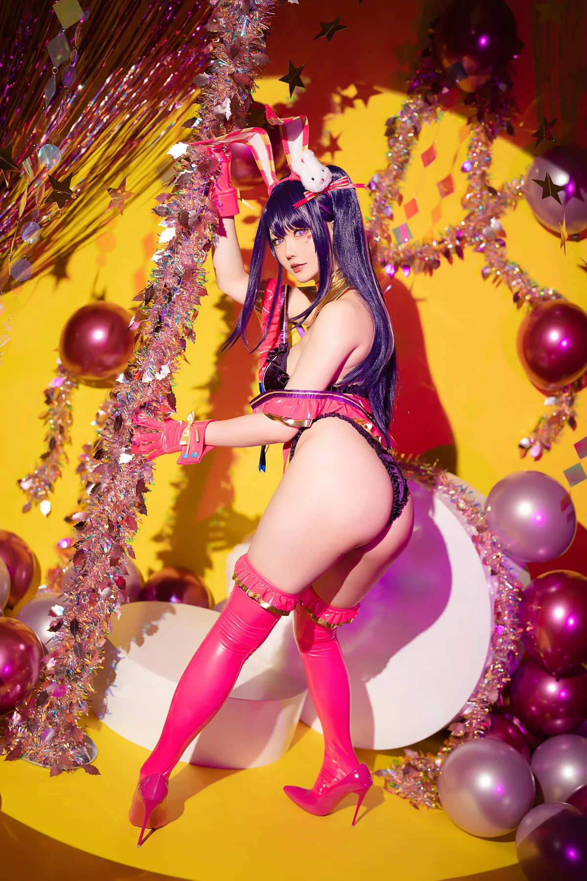Coser小姐姐星之迟迟星野爱同人主题兔女郎装扮性感高叉连体衣秀美腿诱惑写真119P