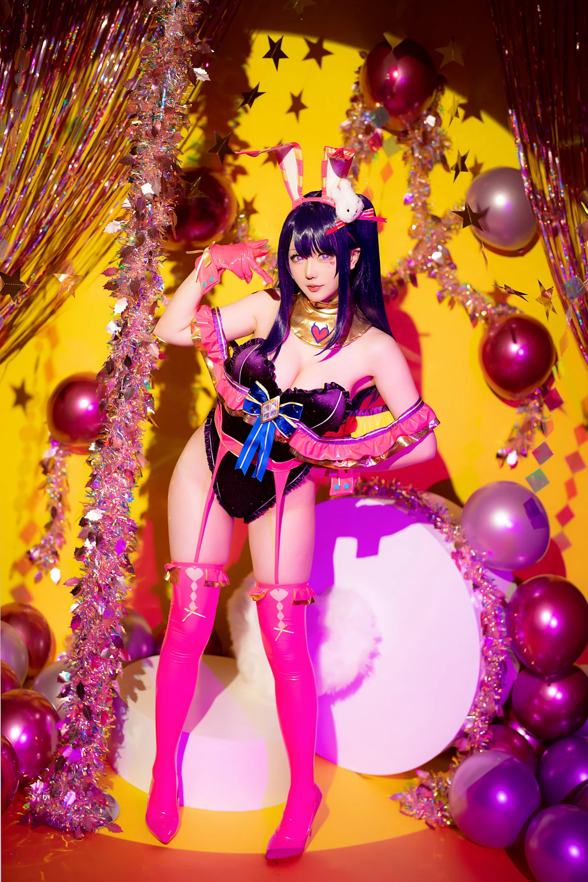 Coser小姐姐星之迟迟星野爱同人主题兔女郎装扮性感高叉连体衣秀美腿诱惑写真119P