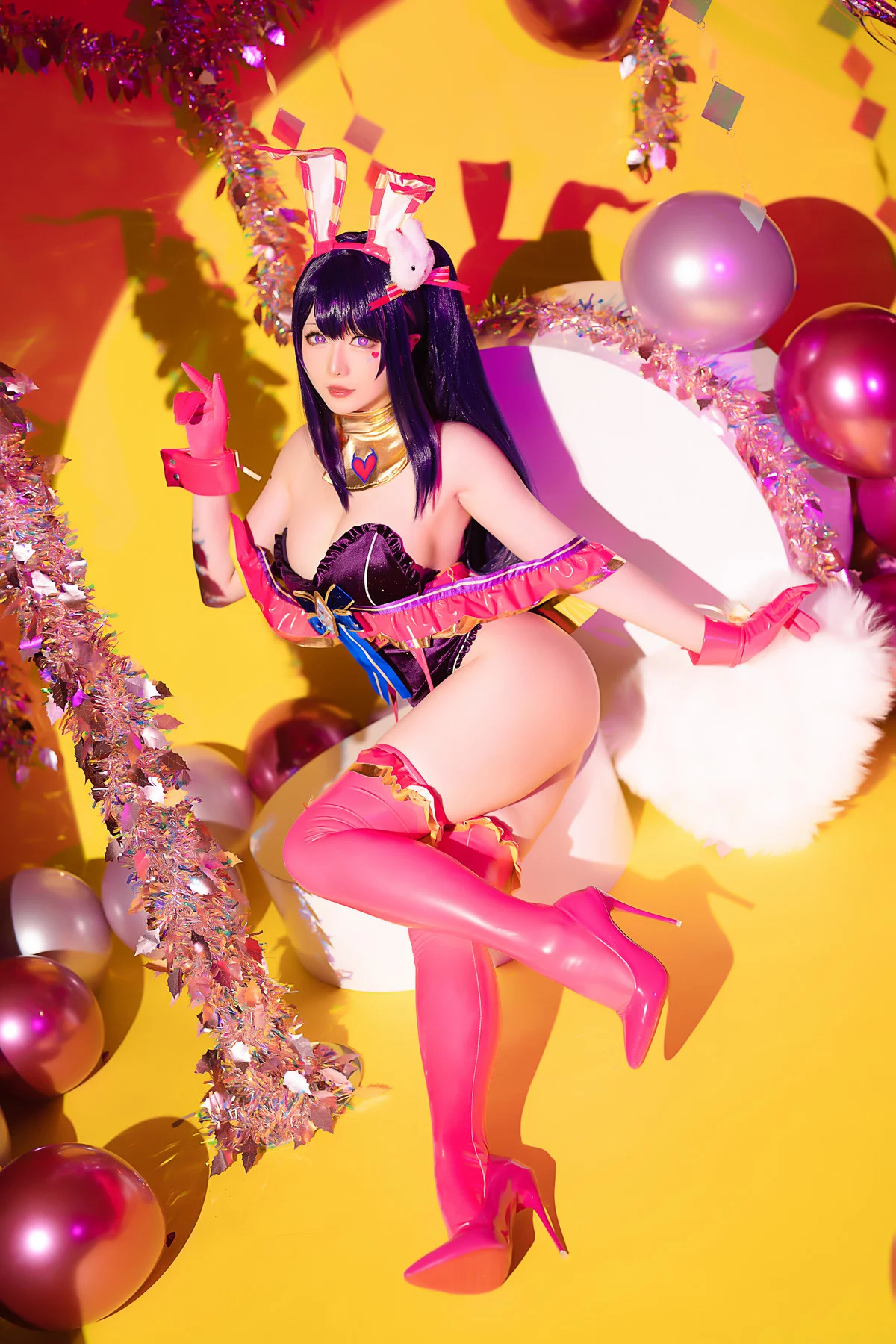 Coser小姐姐星之迟迟星野爱同人主题兔女郎装扮性感高叉连体衣秀美腿诱惑写真119P