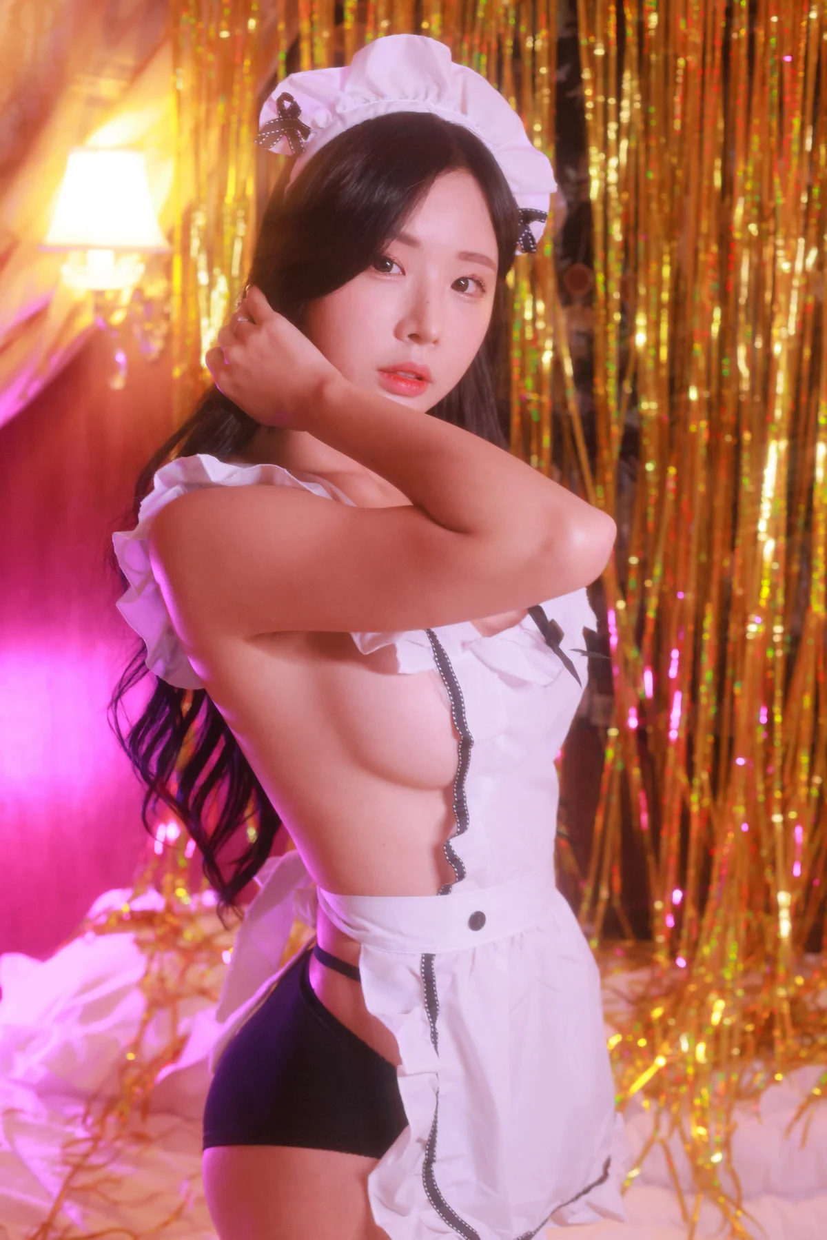韩国美女模特Habin内衣和视频01主题绒毛红色内衣+性感女仆装秀完美身材诱惑写真59P