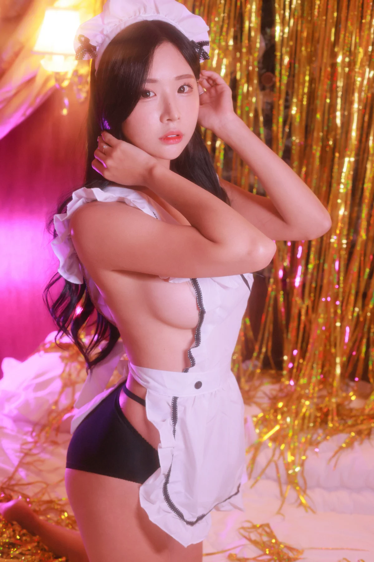 韩国美女模特Habin内衣和视频01主题绒毛红色内衣+性感女仆装秀完美身材诱惑写真59P