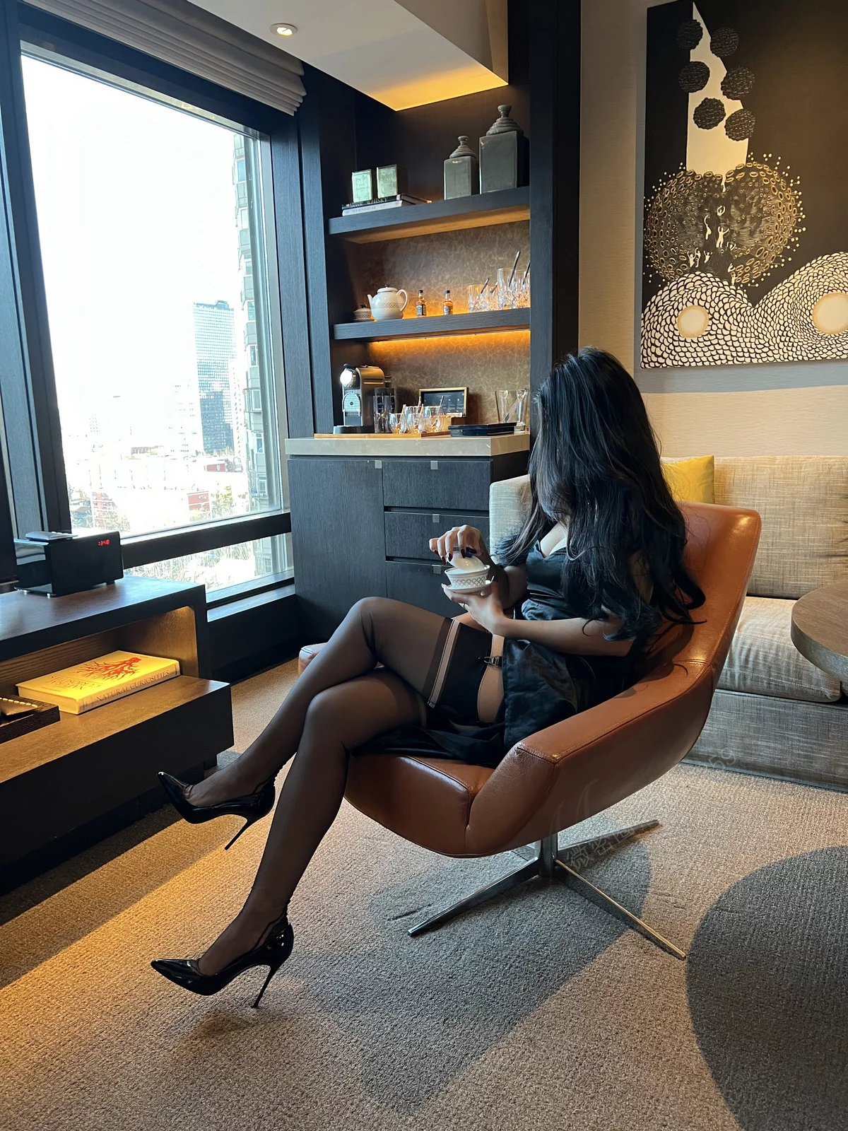 网络美女安乔乔儿cervin无弹力主题性感黑色内衣配黑丝吊袜秀完美身材诱惑写真109P