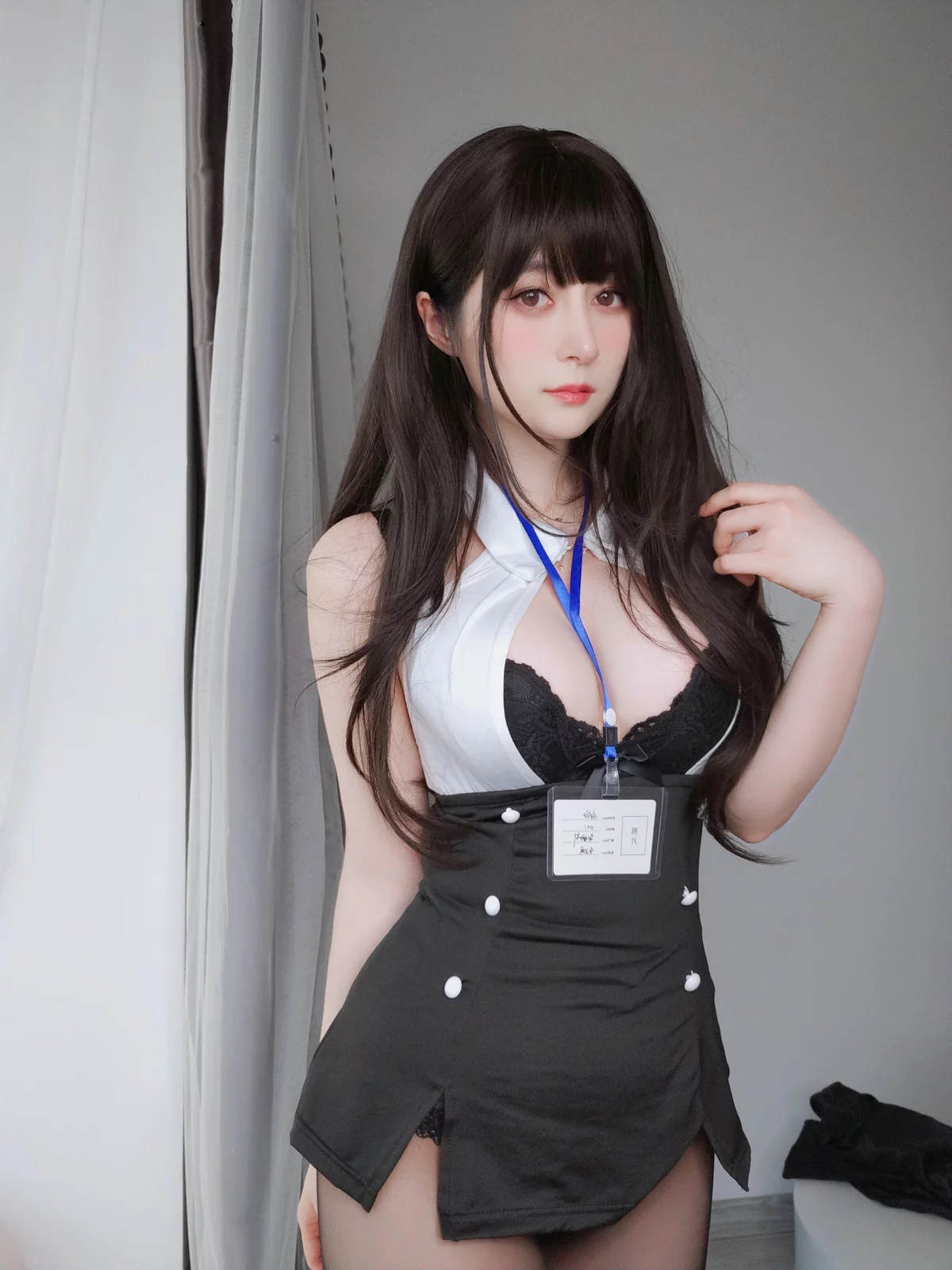 Coser小姐姐白银珍珠秘书主题脱OL制服露性感黑色蕾丝内衣配超薄黑丝诱惑写真168P