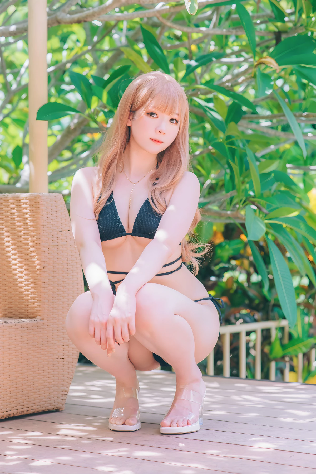 微博妹纸霜月shimo-Sugar Summer主题性感黑色蕾丝内衣配黑丝袜+豹纹内衣完美诱惑写真101P