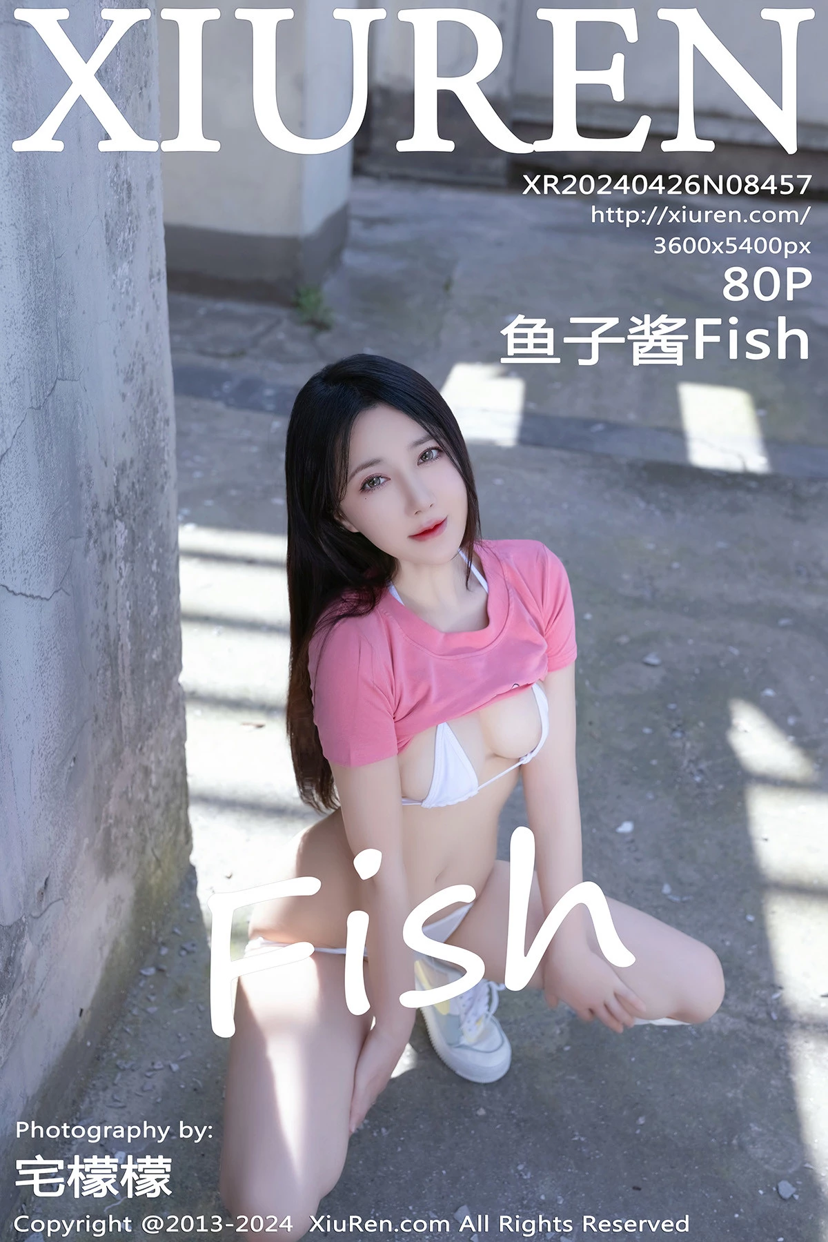 XiuRen第8457期_模特鱼子酱Fish粉色上衣配白色短裙露性感白色内衣完美诱惑写真80P