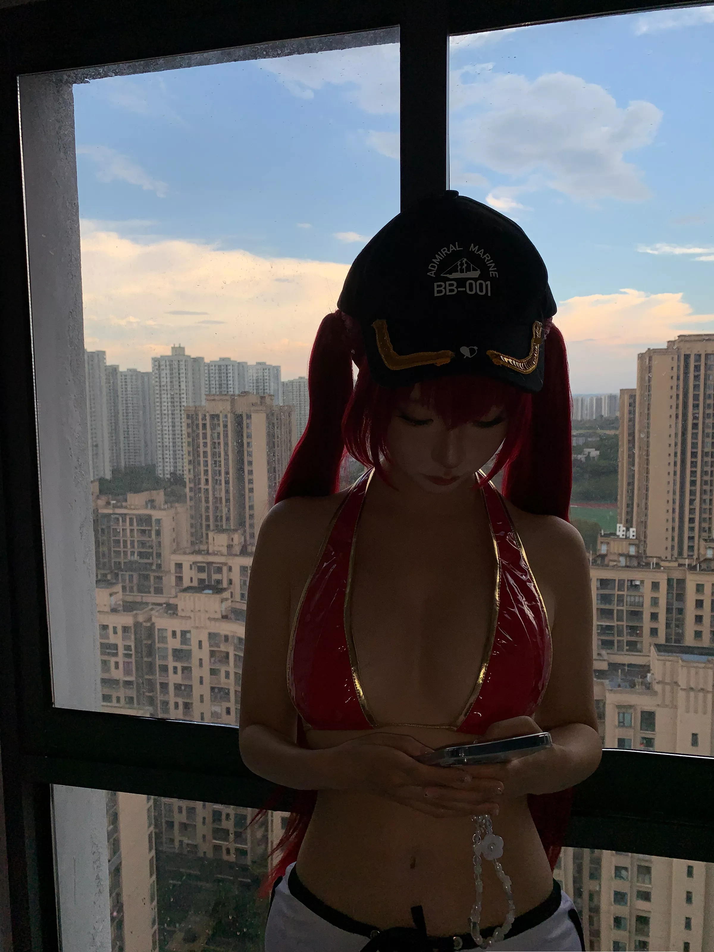 动漫博主蠢沫沫宝钟玛琳船长主题性感红色皮质比基尼露油亮肌肤秀丰腴身姿诱惑写真238P