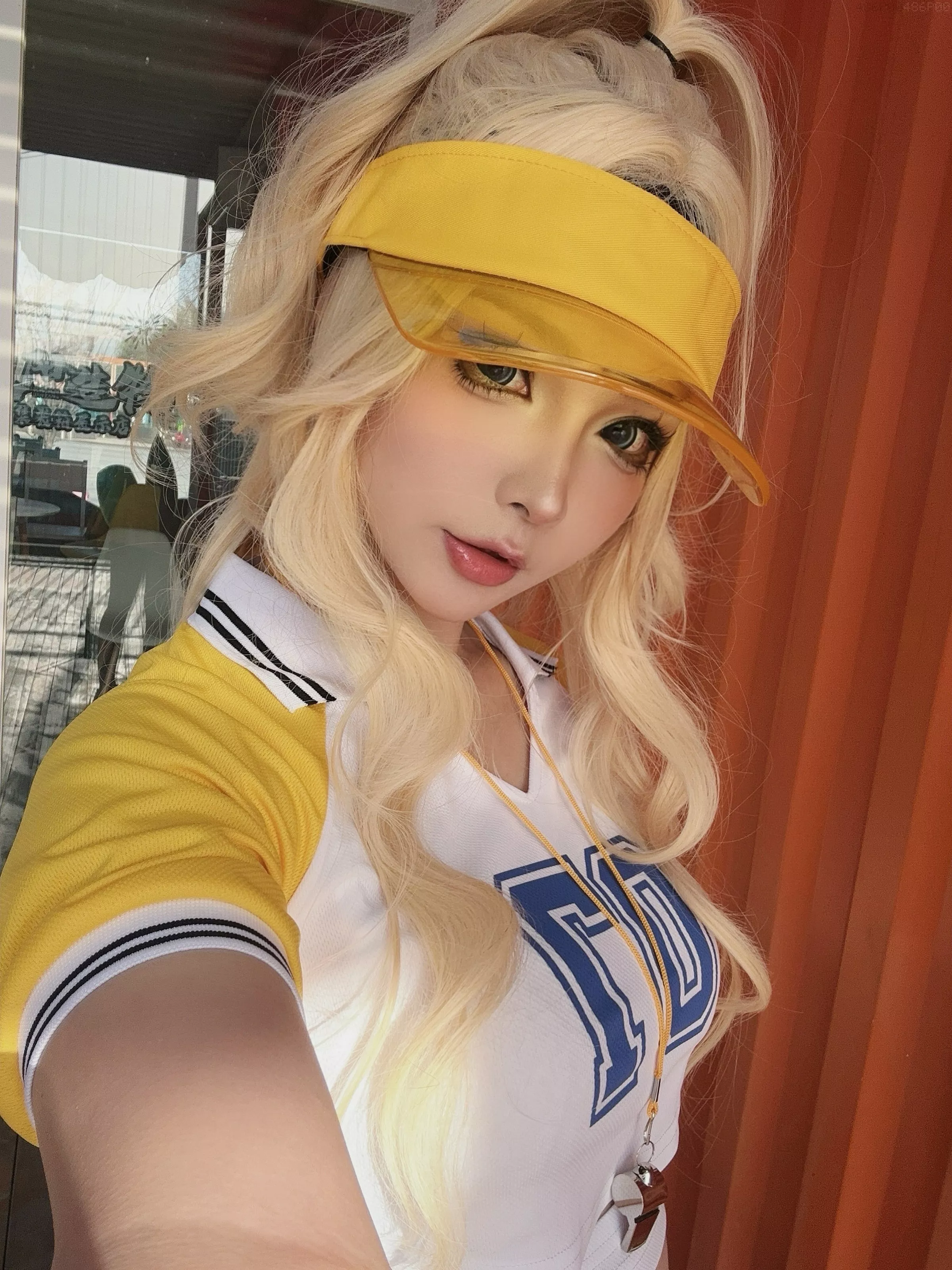 网络美女yuuhui玉汇美式甜心主题性感啦啦队服饰黄色短裙秀美腿翘臀撩人诱惑写真43P