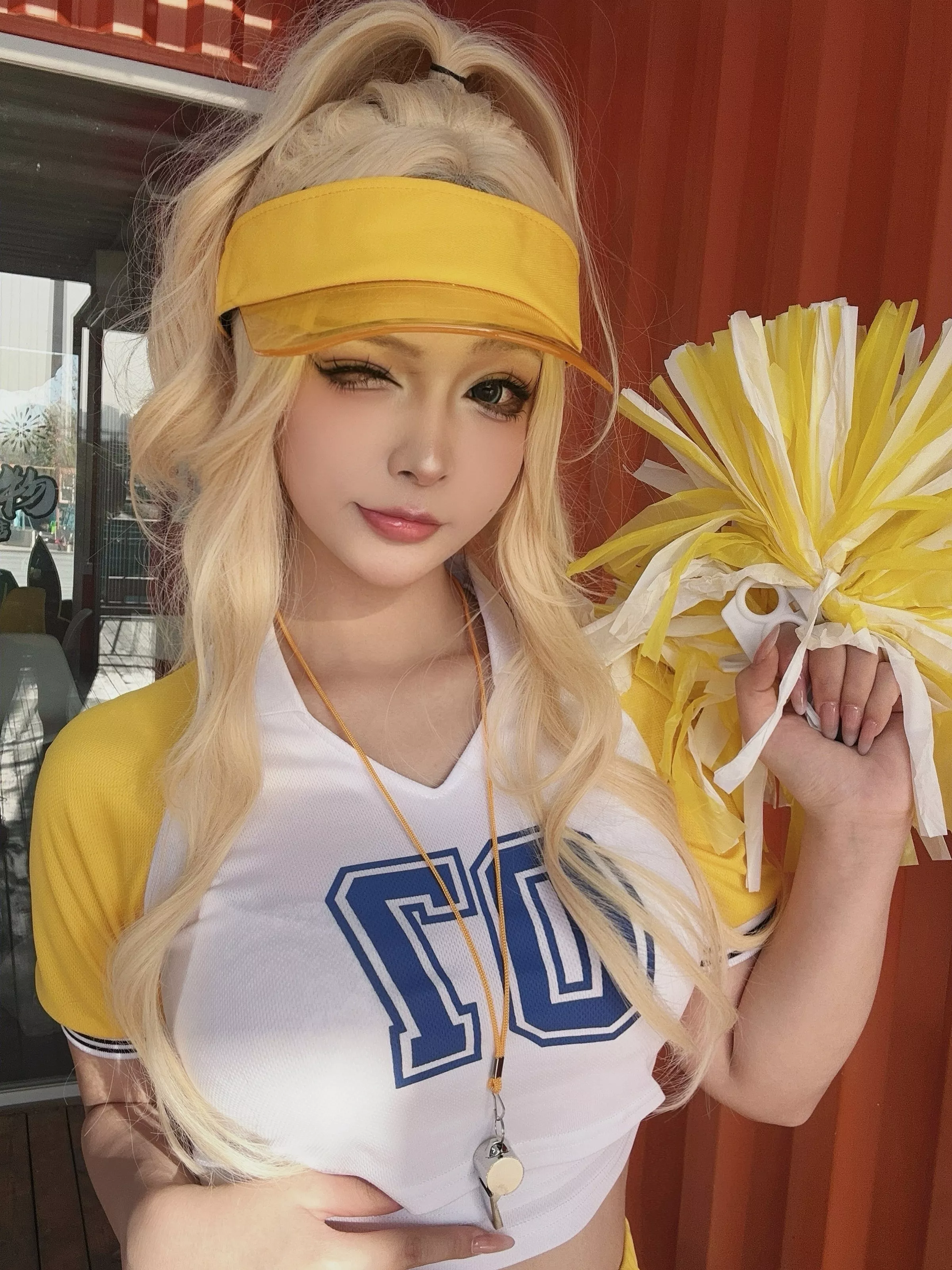 网络美女yuuhui玉汇美式甜心主题性感啦啦队服饰黄色短裙秀美腿翘臀撩人诱惑写真43P