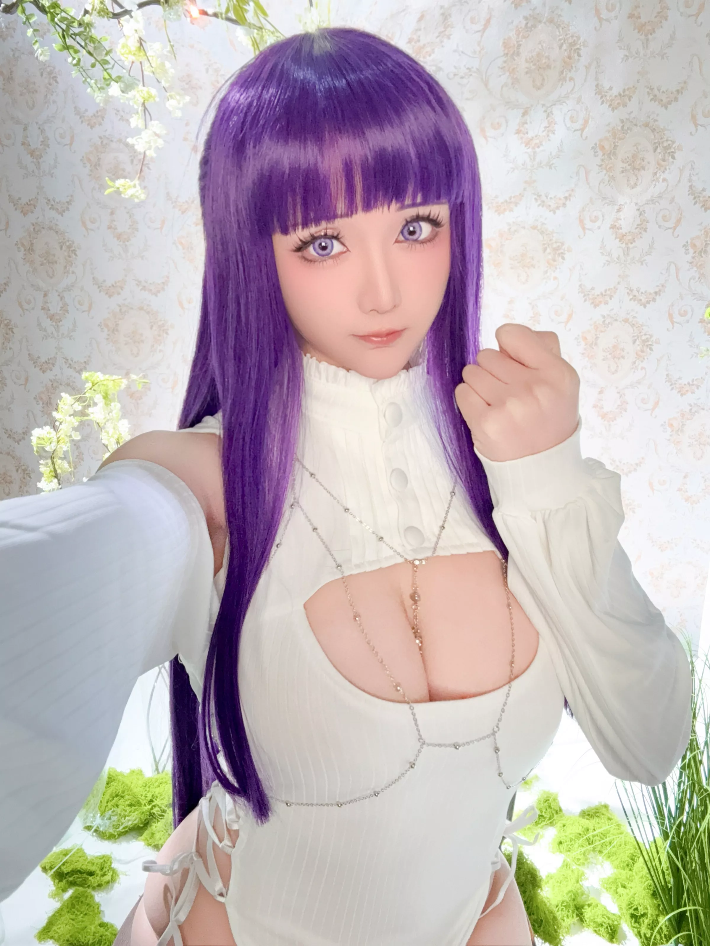 Coser小姐姐星之迟迟25年3月计划E菲伦同人主题白色旗袍配白丝袜秀完美身材性感写真67P