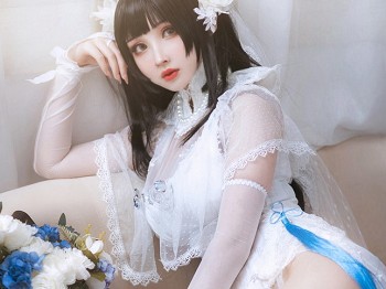 网络美女rioko凉凉子95式花嫁主题性感白色薄透婚纱配蕾丝吊袜迷人诱惑写真25P