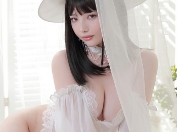动漫博主雯妹不讲道理白女巫主题性感白色连体蕾丝内衣秀丰满身材诱惑写真34P