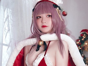 网络美女索索半半子兔子圣诞节主题性感红色圣诞装扮秀完美身材迷人诱惑写真41P