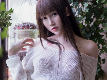 Coser少女星野咪兔卡萨布兰卡主题性感白色真空针织上衣秀完美身材诱惑写真53P