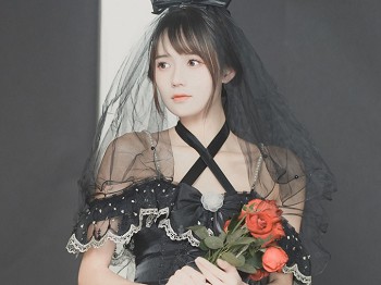 Coser美女兔子Zzz不吃胡萝卜契约十字主题性感黑色婚纱礼裙秀白嫩肌肤迷人写真27P
