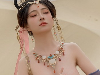网络美女年年Nnian飞天主题沙漠外景性感仙女薄纱服饰半脱秀婀娜身姿丰满诱惑写真63P